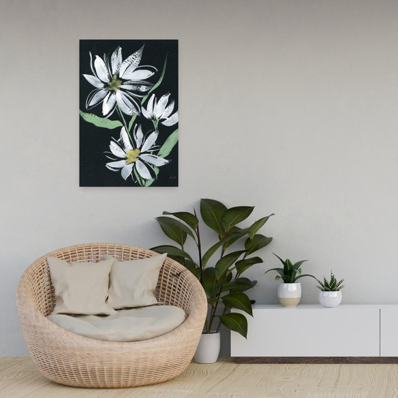 Art floral contemporain blanc minuit, H 24 po x l 16 po
