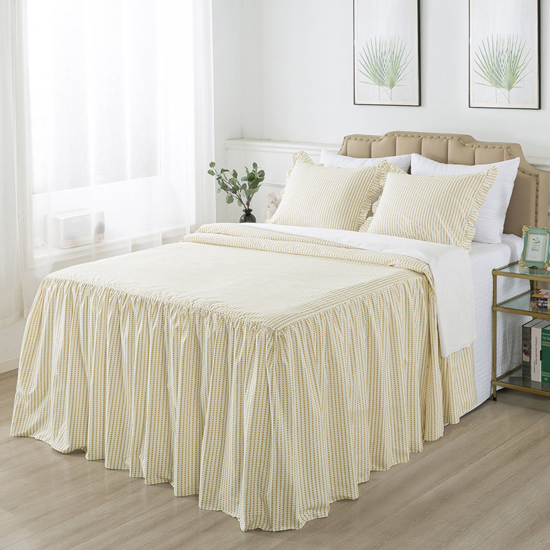 Ensemble de couvre-lit en microfibre , Couvre-lit pour grand lit + 2 taies grandes décor, Or