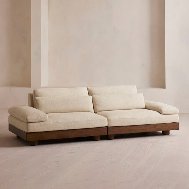 Minimalist Solid Wood Straight Sofa