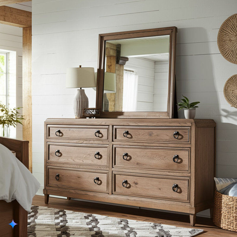 Commode 6 tiroirs Hayes, Brun