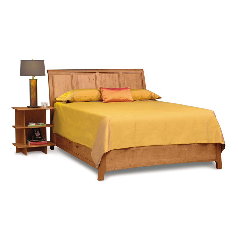 Sarah Solid Wood Sleigh Storage Bed, Queen, Natural Cherry