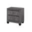 Table de chevet contemporaine 2 avec revêtement en velours gris, façade en cristal pour chambre à coucher chic en velours, ornée d'accents