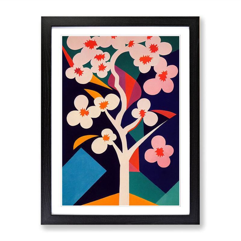 Cherry Blossom Tree 1 Piece Single Picture Frame Wall Art, 64cm H x 46cm W, Brown Framed