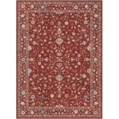 Bungalow Rose Aylena Hereke Floral Red Area Rug