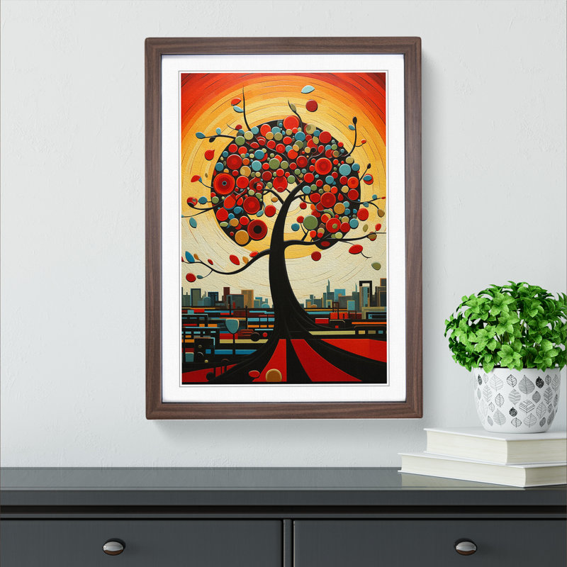 Single Picture Frame Print on Wood, Walnut Framed, 34cm H x 25cm W