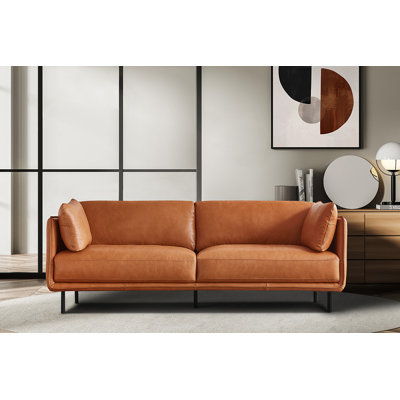 Canapé en cuir Chloe de 87,4 po de largeur, cognac