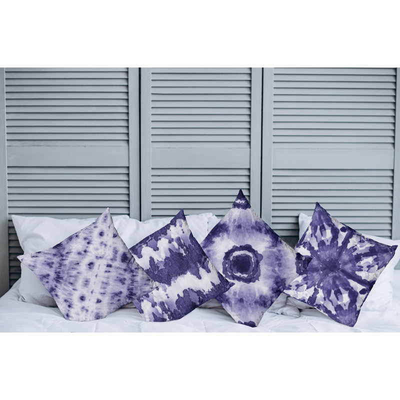 Housse de coussin Montezuma, 18 po x 18 po, Lavande foncé / blanc