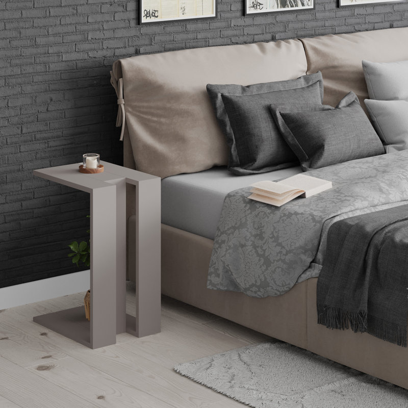 Madelyn Modern Compact C Shape Side Table, Light Mocha