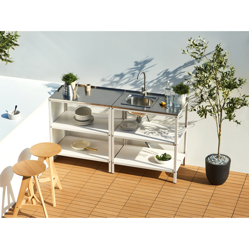2 Piece Outdoor Kitchen Set with Sink VILAMA White