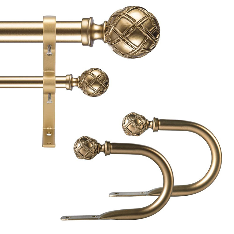 Deanda Adjustable Double Curtain Pole, 213cm - 304cm, Gold