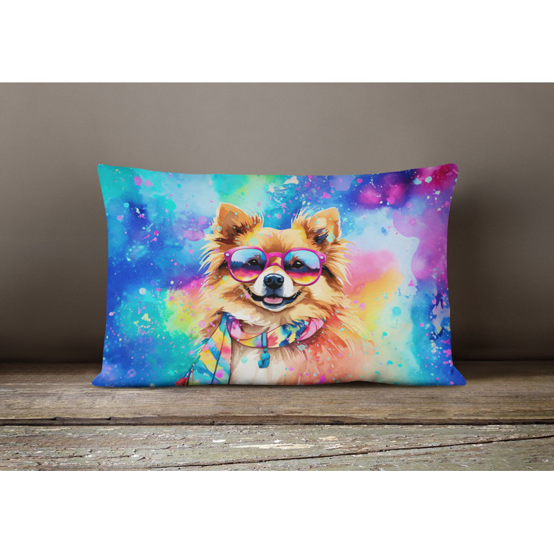 Pomeranian Hippie Dawg Fabric Decorative Pillow