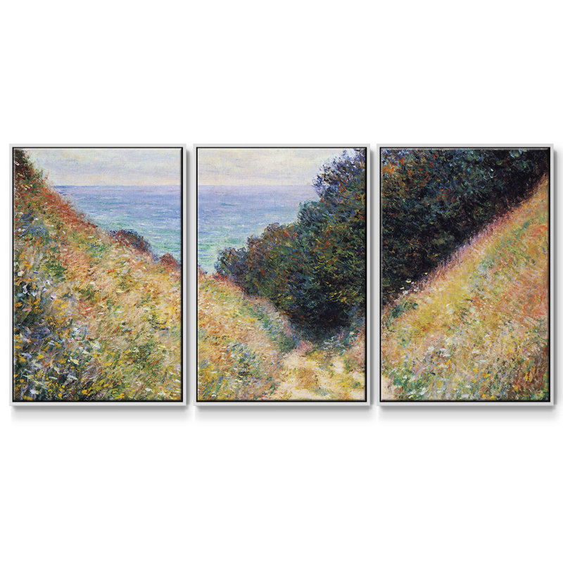 Pourville # 1 par Monet 3 pièces, H 36 po x l 75 po x P 2 po, Blanc
