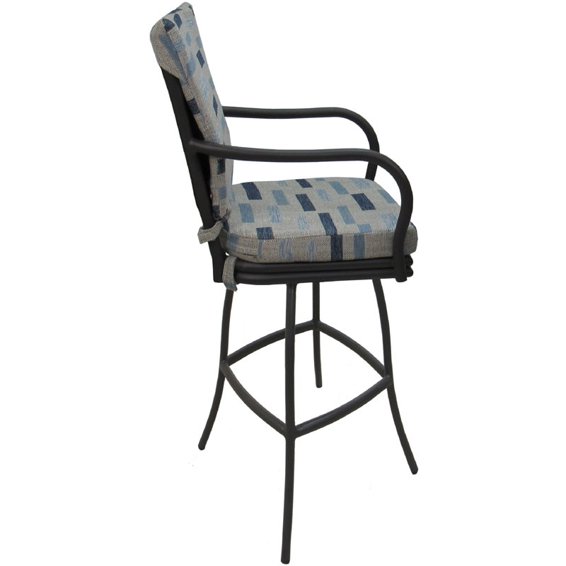 Tabouret de bar d'extérieur avec coussin 30,00 po Sedanur, Gris, 30"