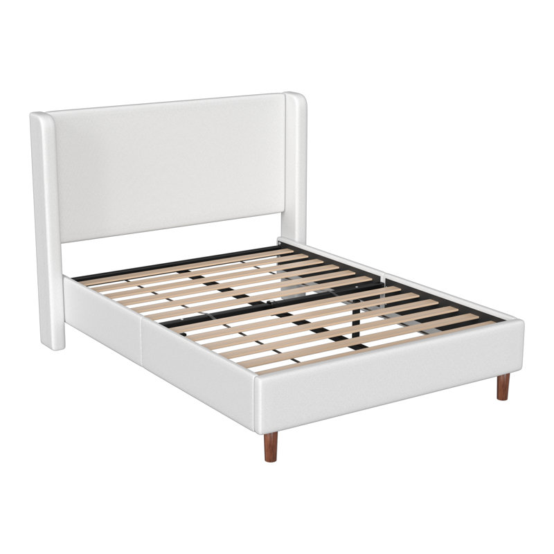 Platform Bed with Wingback Headboard, Queen