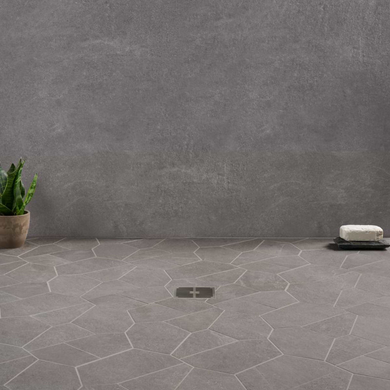Era 12x20 Organic Pattern Matte Limestone Look Porcelain Mosaic Tile, Slate Gray