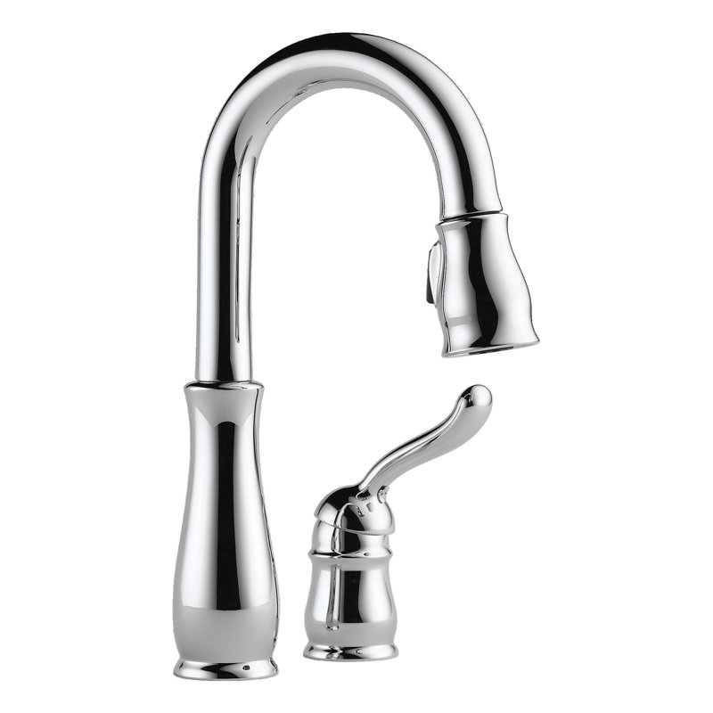 Leland Chrome Bar Sink Faucet with Pull Down Sprayer, Modern Single Hole Prep Sink Faucet, Single Handle, Chrome, Chrome
