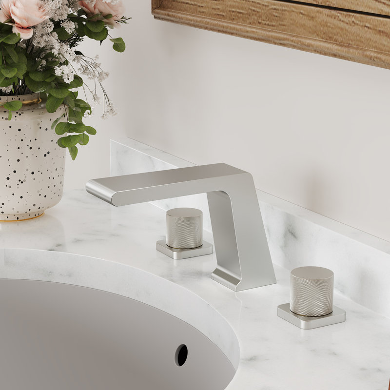 Robinet de salle de bain surdimensionné à 3 trous et 2 poignées avec évier cascade, Nickel brossé