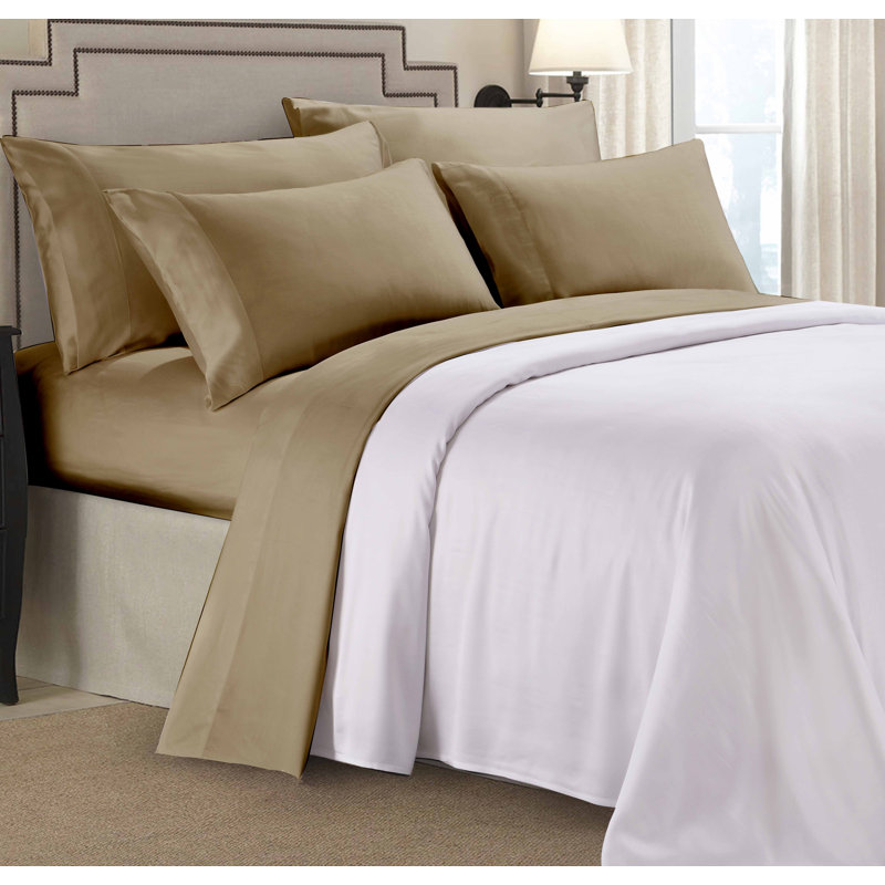 Ensemble de draps uni en rayonne, Gris, Ensemble de draps pour grand lit + un drap-housse 
