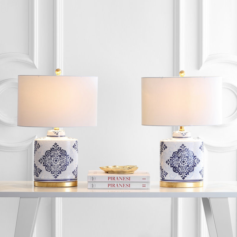 Ensemble de lampes de table bleues / blanches 24 po Lietz