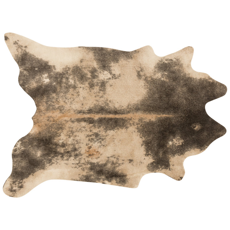 Altraud Performance Hand Hooked Faux Cowhide Animal Print Indoor Rug, Rectangle 3'10" x 5'