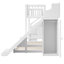 Lit simple superposé au dessus d'un lit double avec escalier de rangement, tablette, glissade et garde-robe, blanc et espresso-2024232865