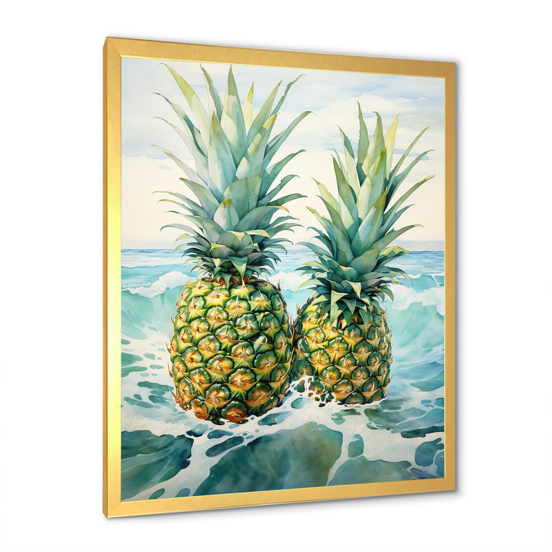 Juice Pineapple Bliss III sur impression sur toile, H 44 po x l 34 po x P 1,5 po, Encadrement doré