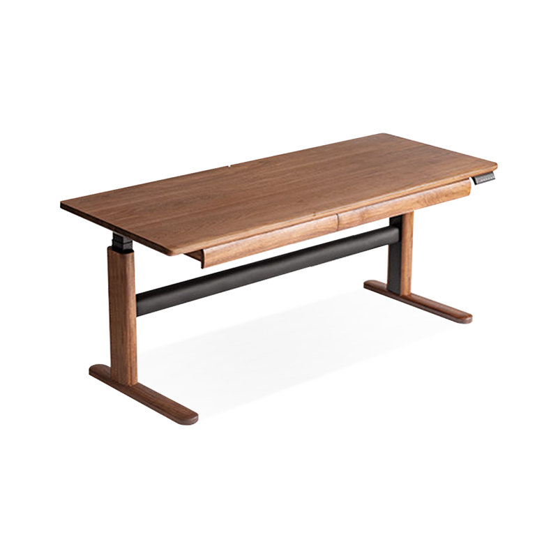 Bureau rectangulaire en noyer massif avec 2 tiroirs, 28.35"H×70.87"L×29.53"W