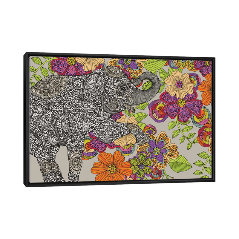 « éléphant puzzle », impression sur toile tendue, H 18 po x l 26 po x P 1,5 po, Cadre noir