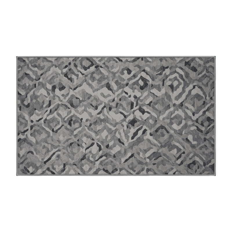 Machine Washable Gray Area Rug, Rectangle 2' x 3'
