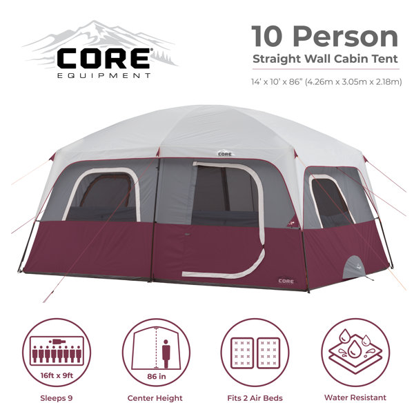 6 Person Straight Wall Cabin Tent 10' x 9