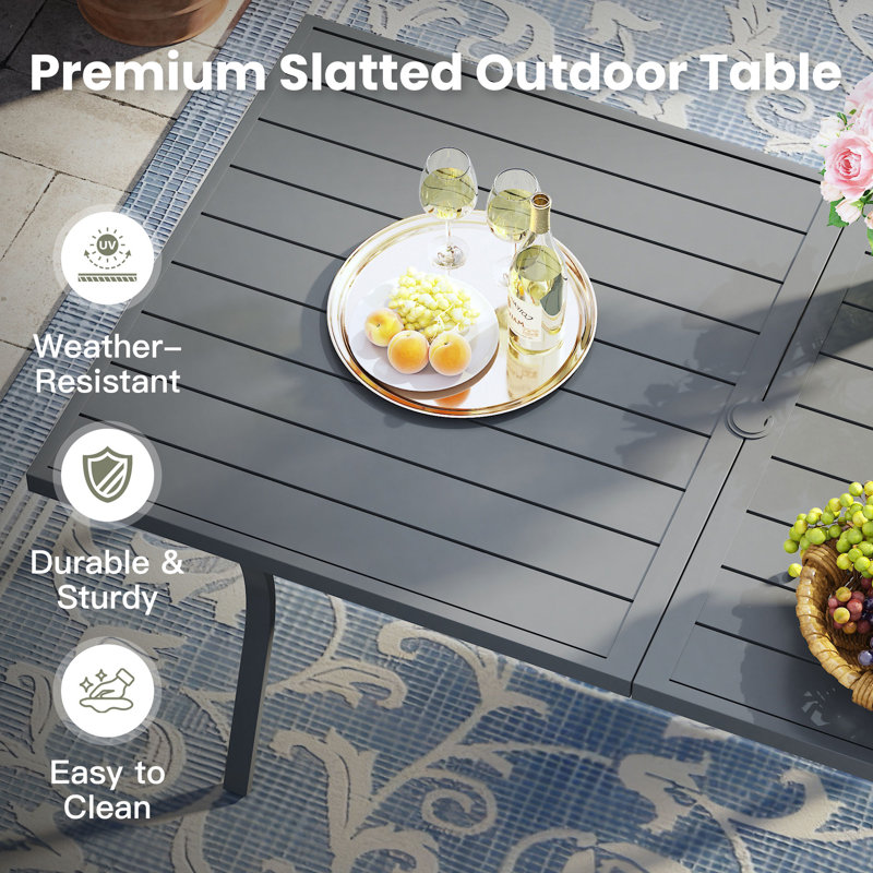 Rectangular Outdoor Dining Table, Gray