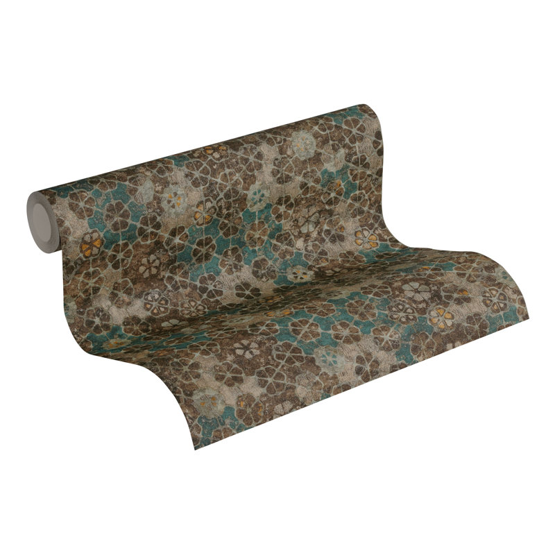 Carron 10.05m x 53cm Textured Matte Wallpaper Roll, Blue/Green/Brown