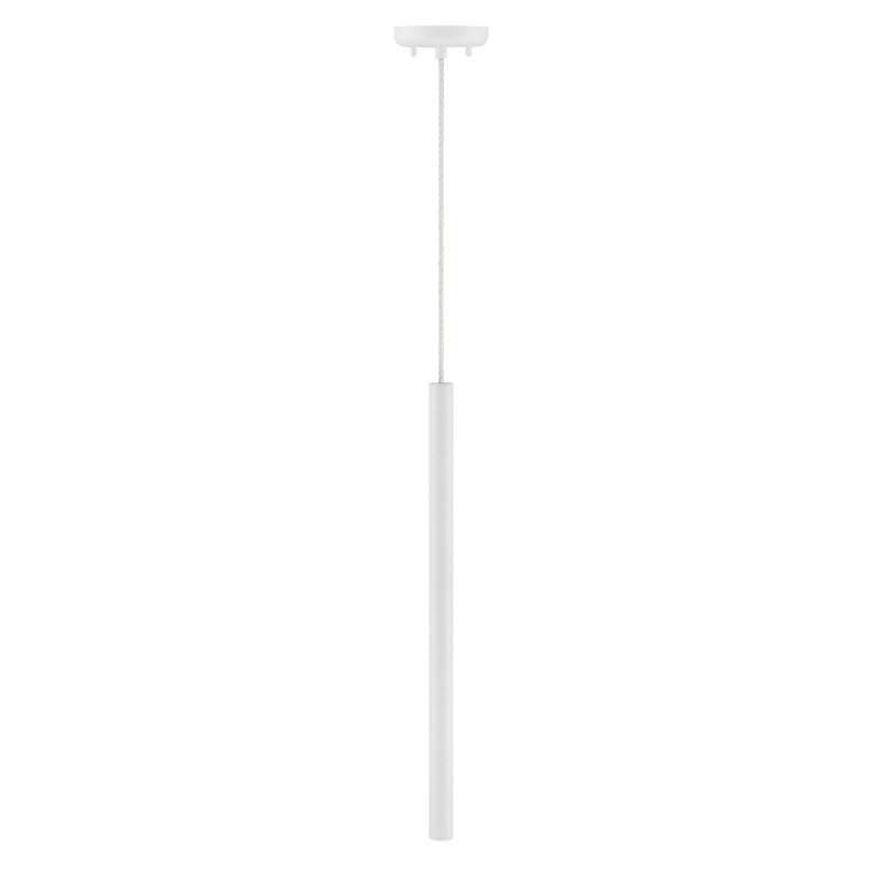 Bowning 1 - Light LED Single Pendant, Matte White, 24" H x 1.25" W x 1.25" D