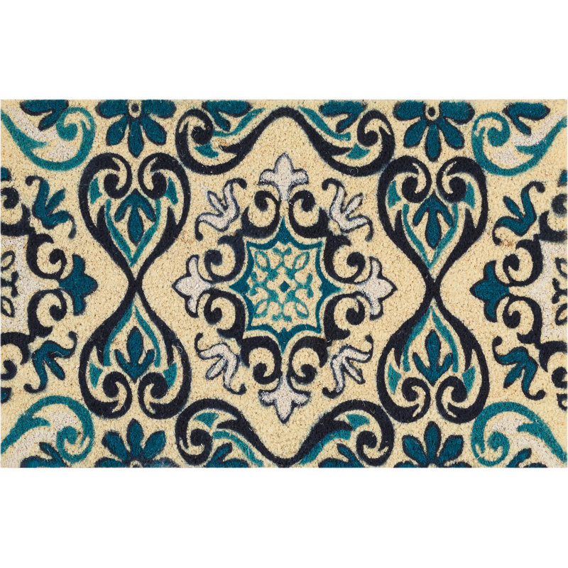 Norayr Non-Slip Outdoor Doormat, Rectangle 1'6" x 2'4", Navy