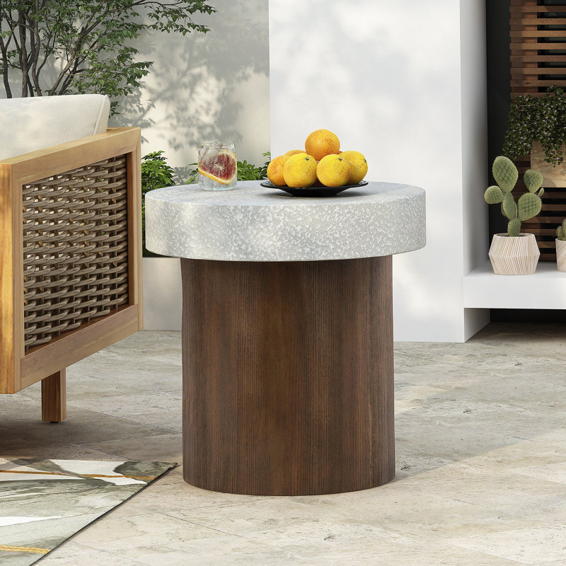 Table d'appoint d'extérieur en béton léger, conception moderne pour une utilisation polyvalente et robuste dans n'importe quel environnement