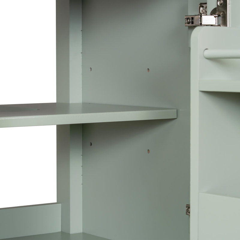Meuble-lavabo autoportant moderne et compact, Vert, Doré