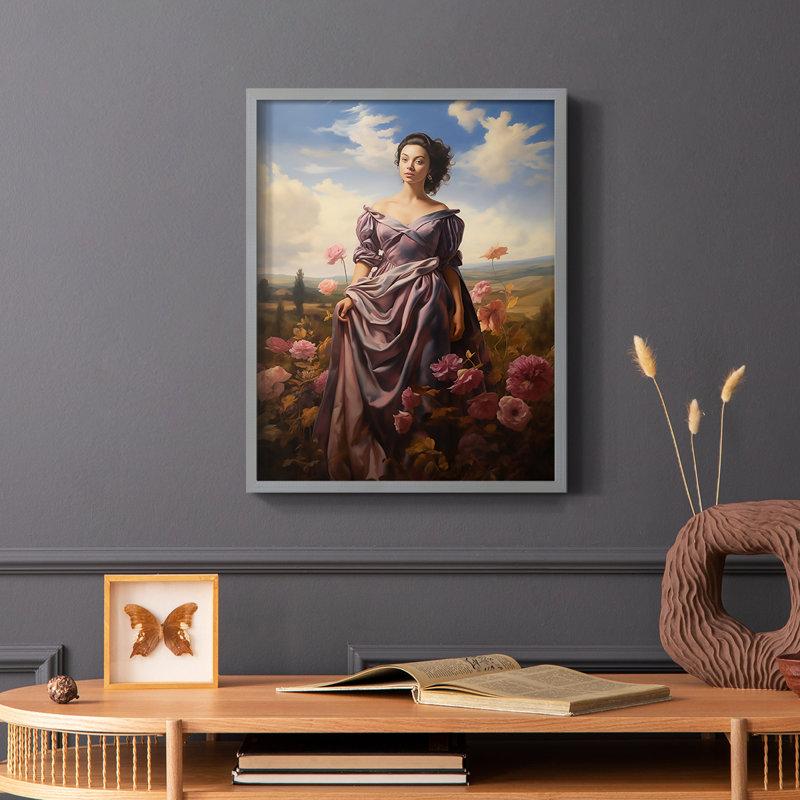 «WOMEN Series D III» - reproduction encadrée de qualité supérieure - prête à être accrochée - aucun clou requis, Gris