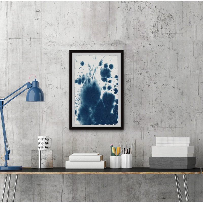Scattered Blue Paint 1 Piece Single Picture Frame Painting, 45cm H x 38cm W x 3.81cm D