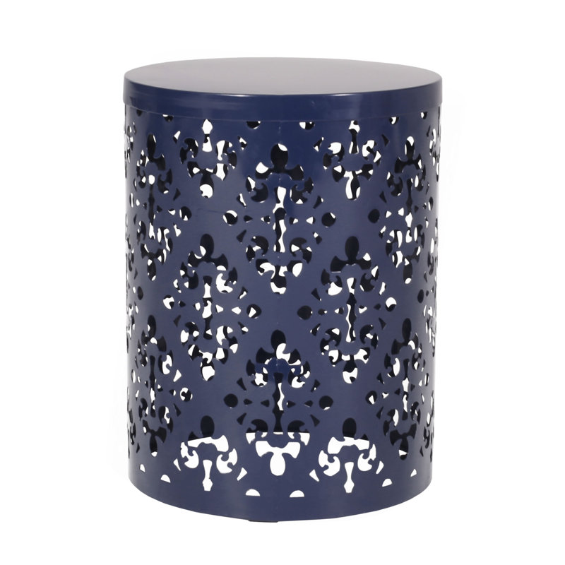 Outdoor Metal End Table -Large, Navy Blue