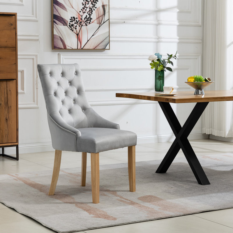 Akkar 47cm H Velvet Upholstered Dining Chair, Silver