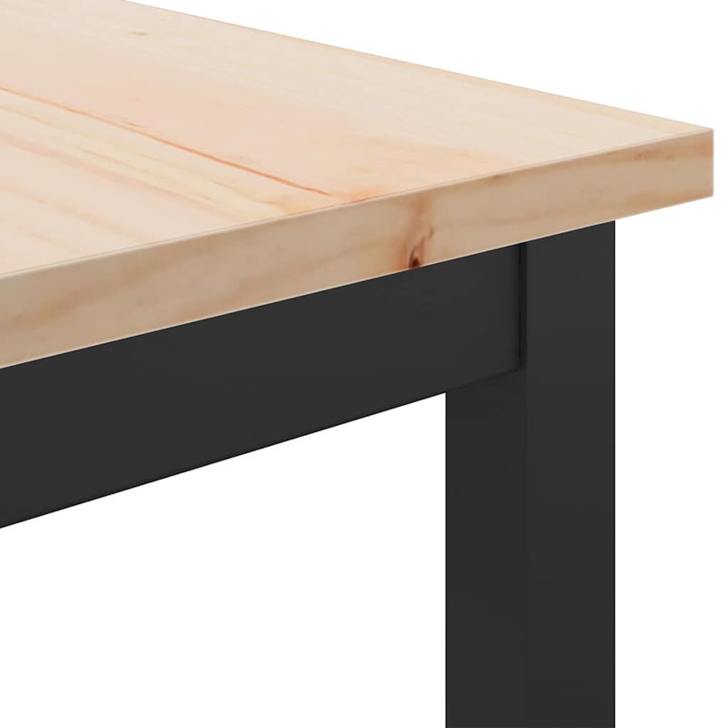 Metal Base Dining Table, Natural, 91cm H x 100cm W x 50cm D
