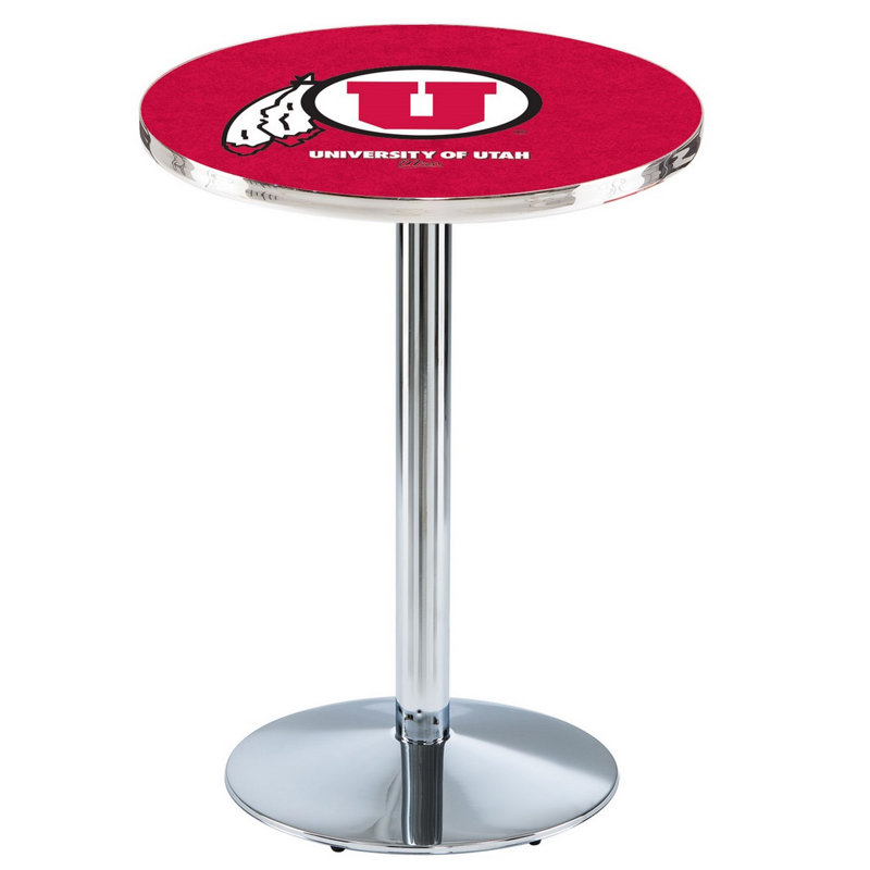 Round Metal Base Dining Table, Chrome, University of Utah
