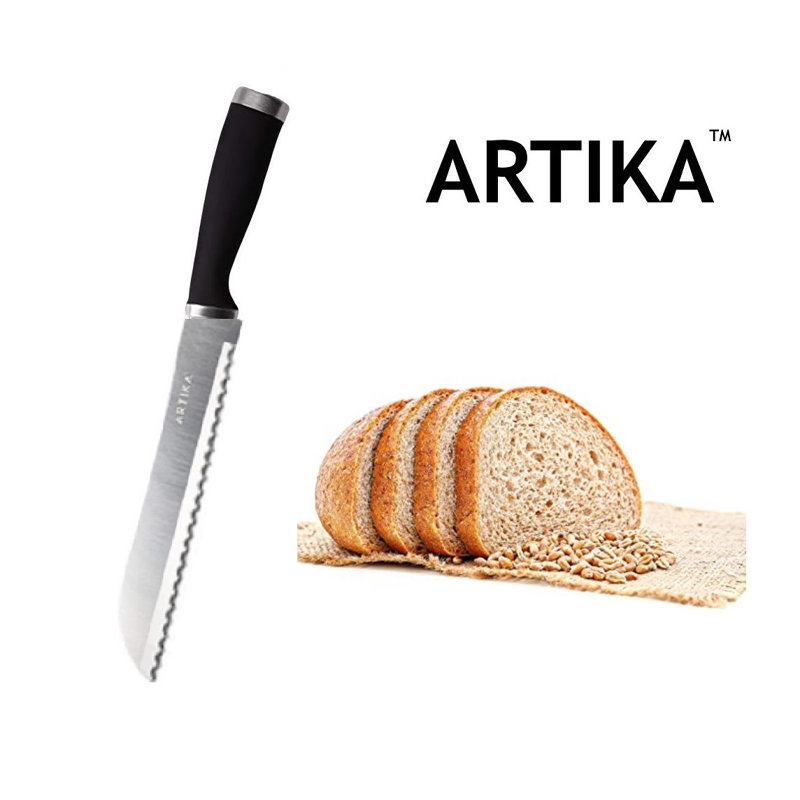Ensemble de 3 couteaux Santoku Artika | Bord droit - avec lame Granton alvéolée - Poignée ergonomique antidérapante - Tranchant de 7 pi / 6 pi / 8 po