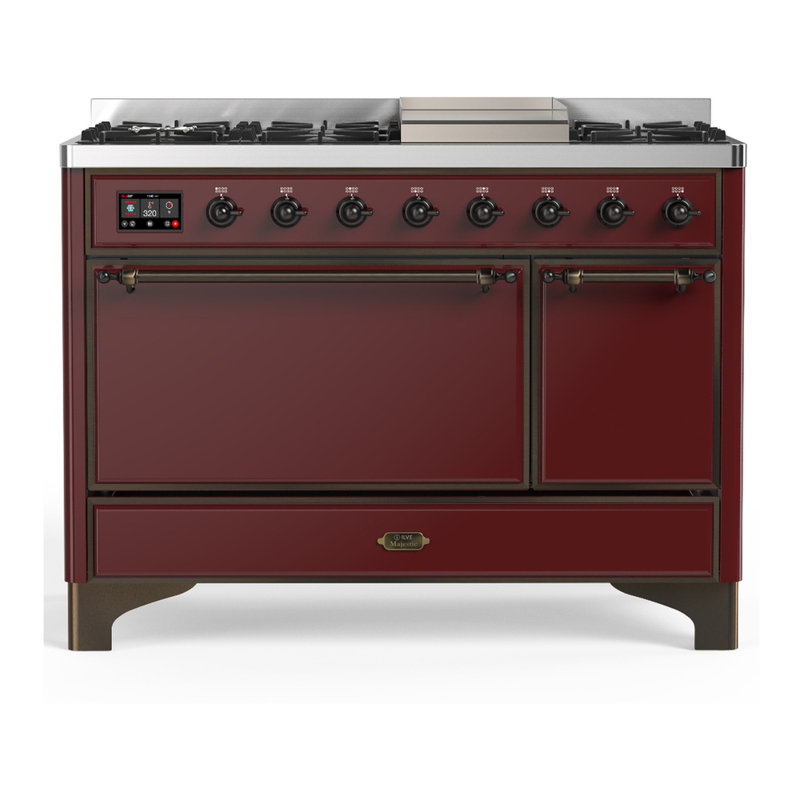 Majestic III Series 48 Inch Dual Fuel Range with 5 Sealed Burners, Griddle, Frenchtop in Matte Graphite (Natural Gas, Burnished Trim)