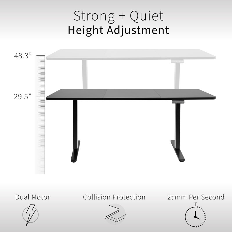 VIVO Electric Dual Motor 71” x 30” Standing Desk, E2B7B Series, Vintage Brown/Black