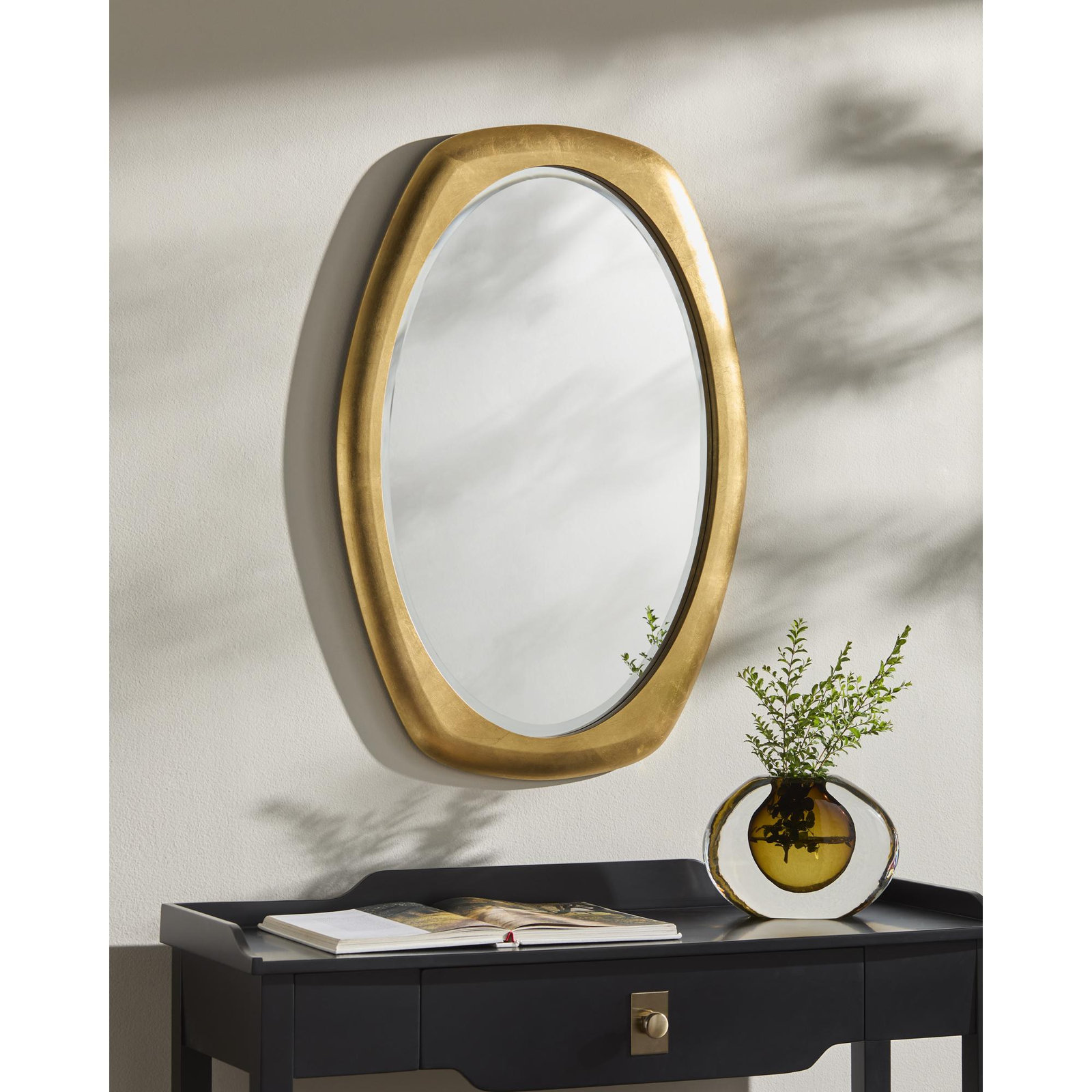 Ancram Antique Brass Accent Mirror, 34.25" x 23.38"