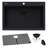 Ruvati 27 x 20 inch Drop-in Topmount Granite Composite Quartz Single Bowl Kitchen Sink - Midnight Black --81183354