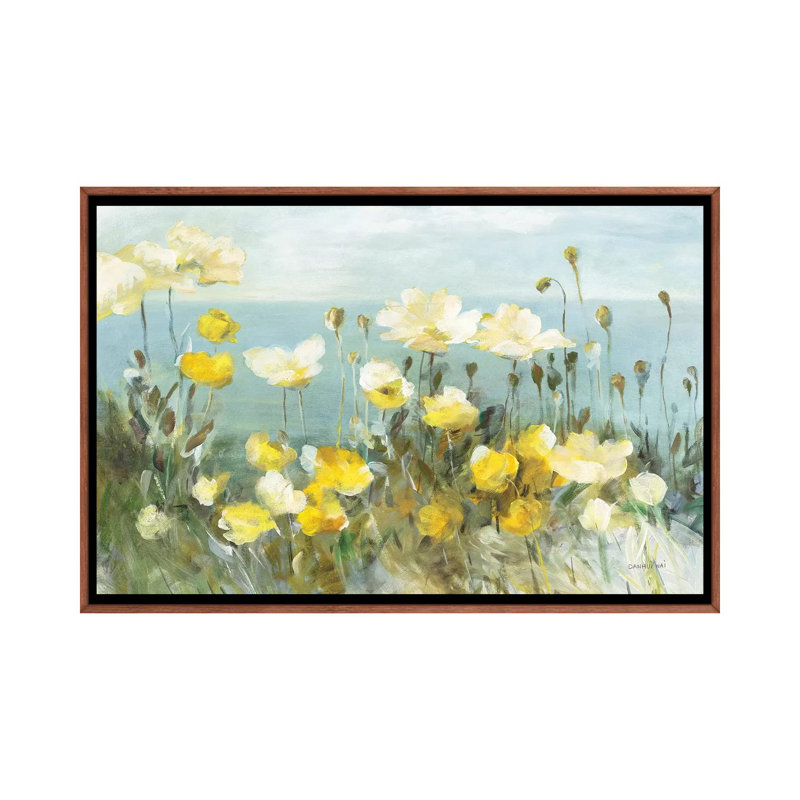 " Field Of Poppies Bright " by Danhui Nai, Classic Wood Framed, 18" H x 26" W x 1.5" D, No Mat