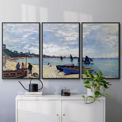 «The Beach At Sainte Adresse # 2» par Monet, reproduction sur toile 3 pièces