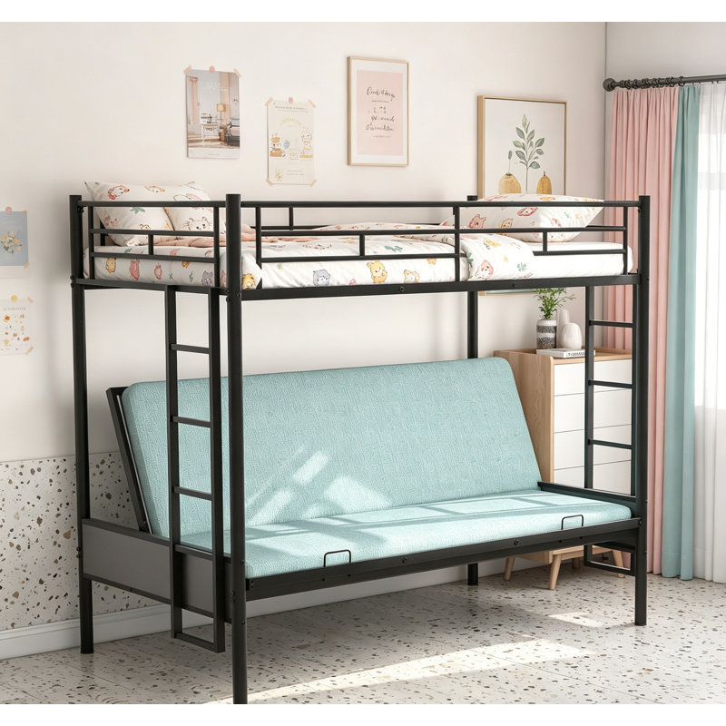 Lit superposé simple au-dessus d'un lit double en métal, design élégant et durable pour les chambres modernes
